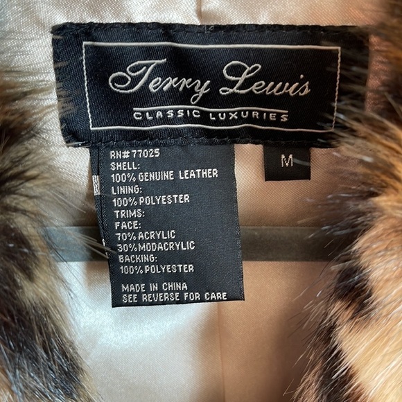 Vintage Terry Lewis Leather Coat - Cheetah print fur trim - Picture 4 of 8